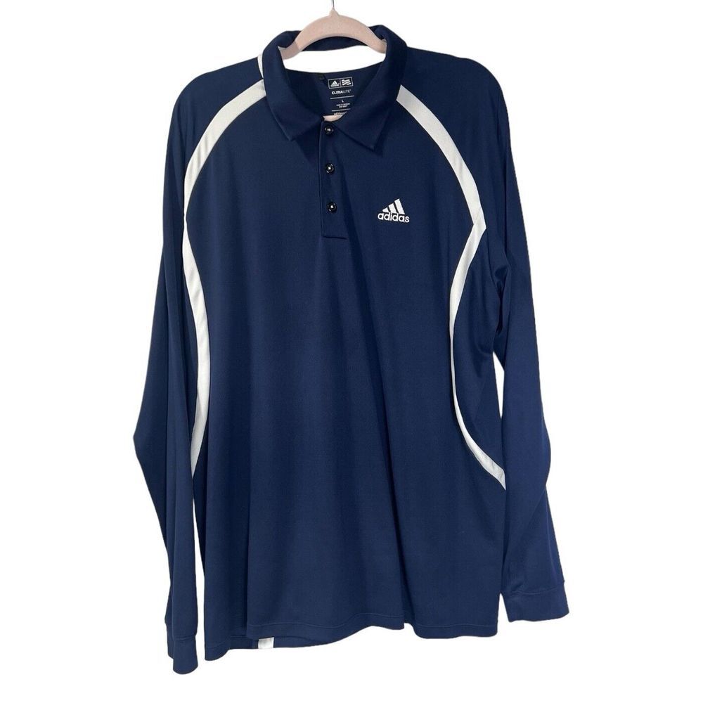 Adidas Men's Golf Climalite Navy Shirt Long Sleeve Size Large